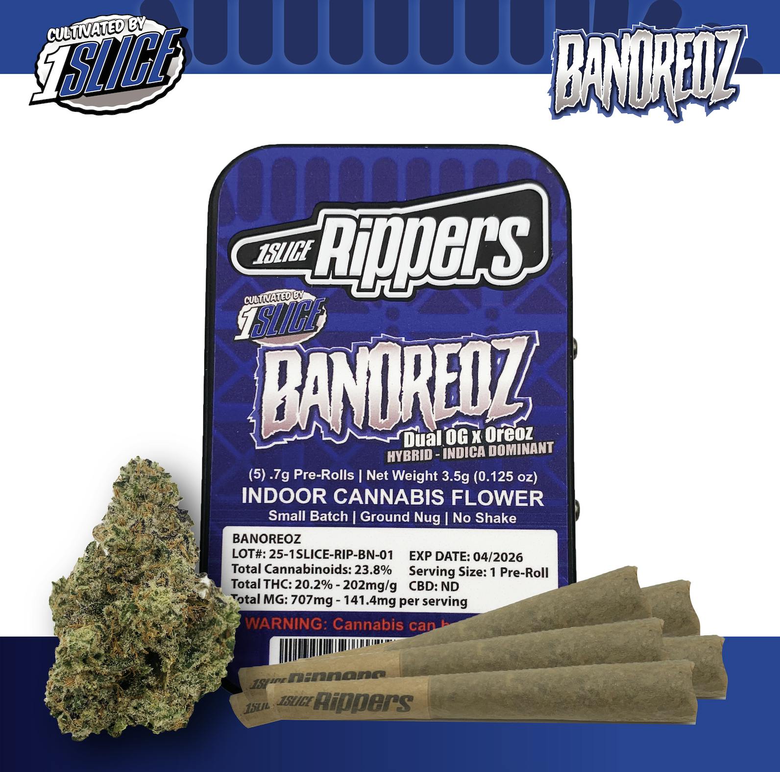 1Slice | 0.7g Pre-Roll 5pk (3.5g) | Banoreoz