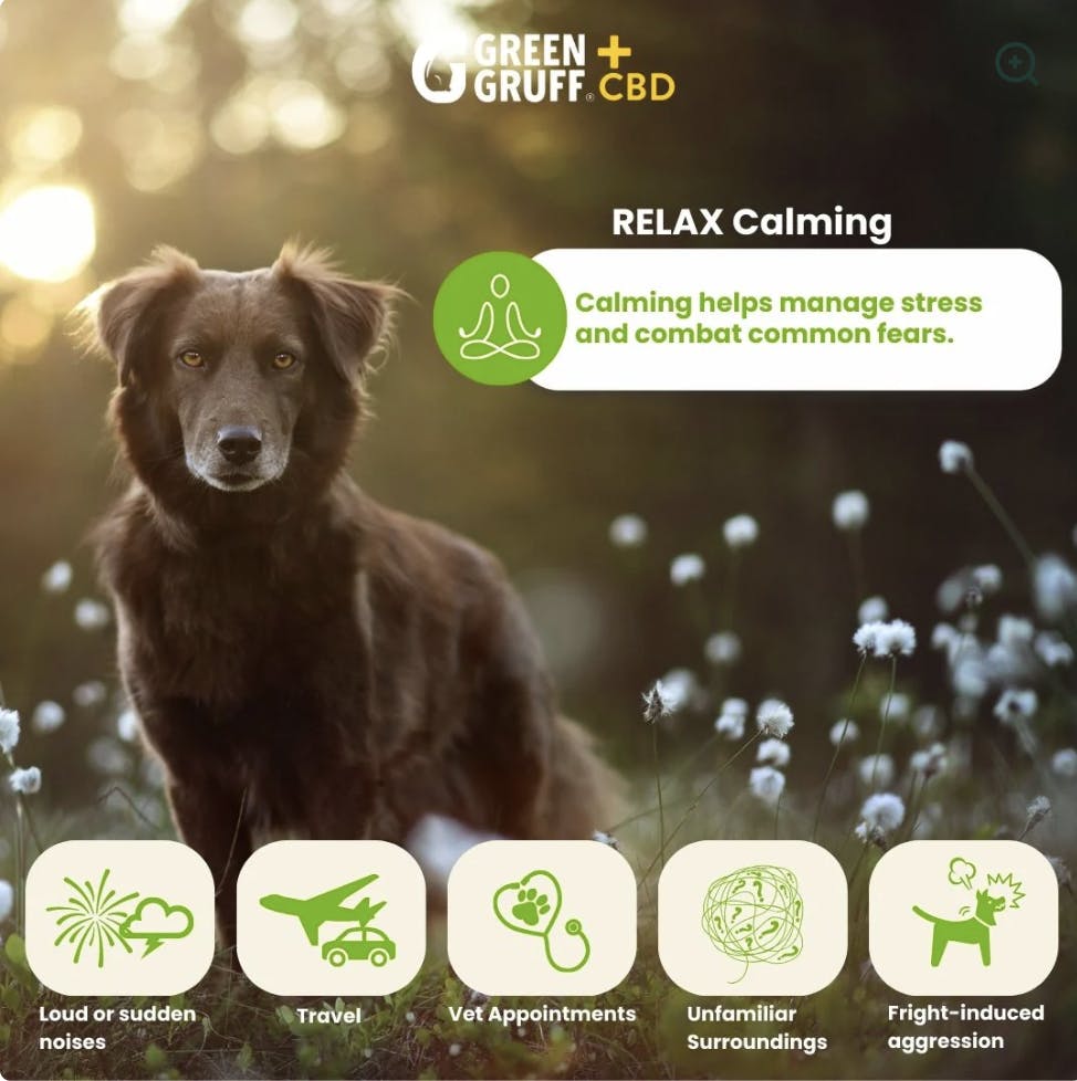 Green Gruff- Relax Plus CBD | Calming Dog Supplement 90ct-1