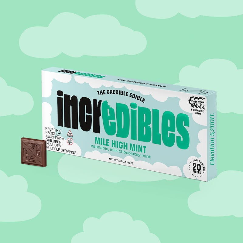 Product incredibles - Mile High Mint Chocolate Bar (100mg 20pk)