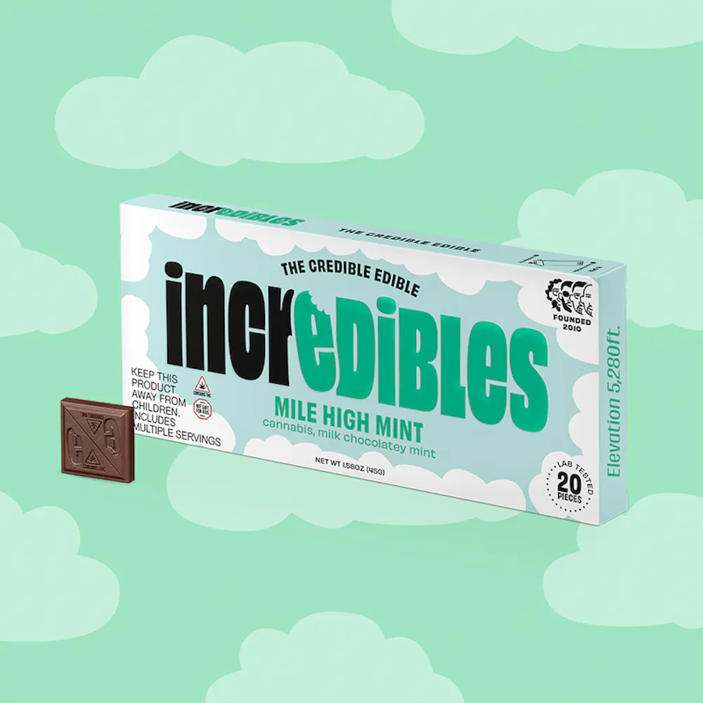 Product incredibles - Mile High Mint Chocolate Bar (100mg 20pk)