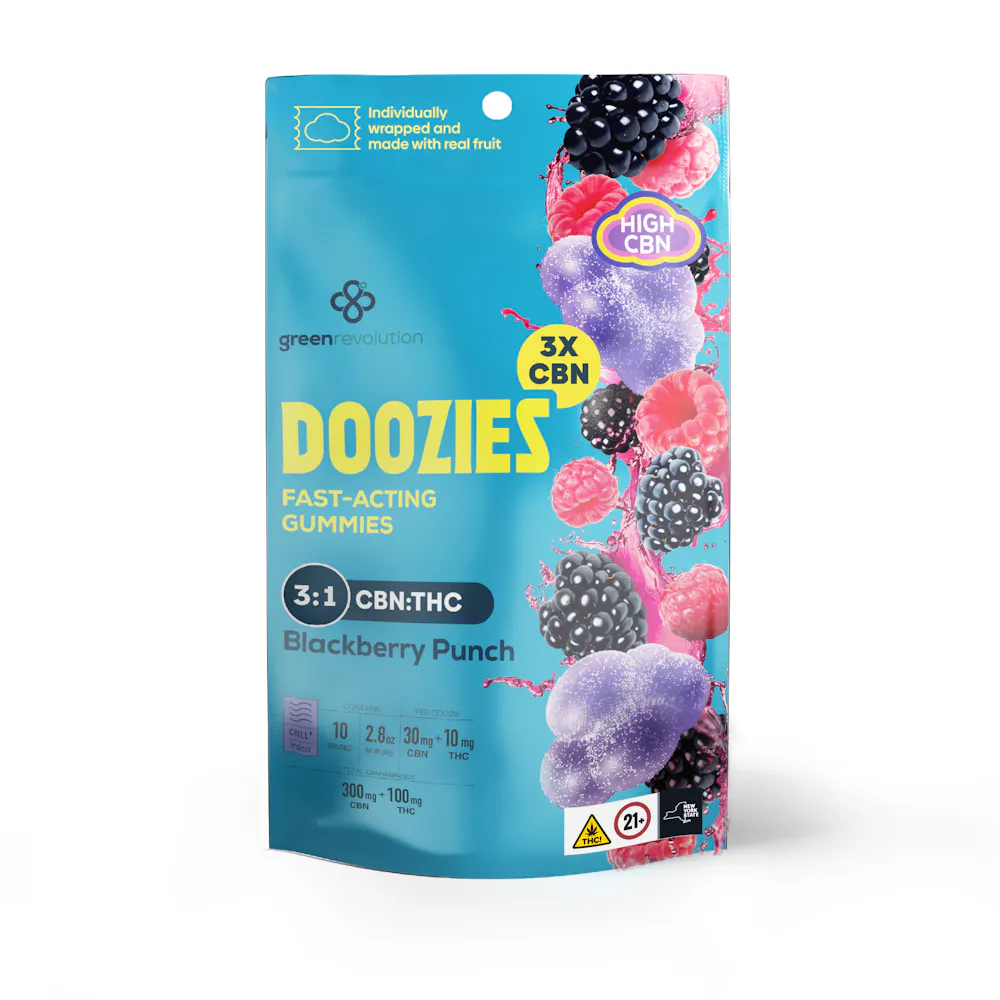 Product Green Revolution - Gummies 10 Pack - Doozies - Blackberry Punch - 3:1 CBN:THC - 100mg