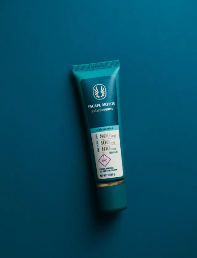 Escape Artists Relief Cream Tube Menthol 8 CBD : 1 CBG : 1 THC 100mg (hybrid, lotions, 22.4g)
