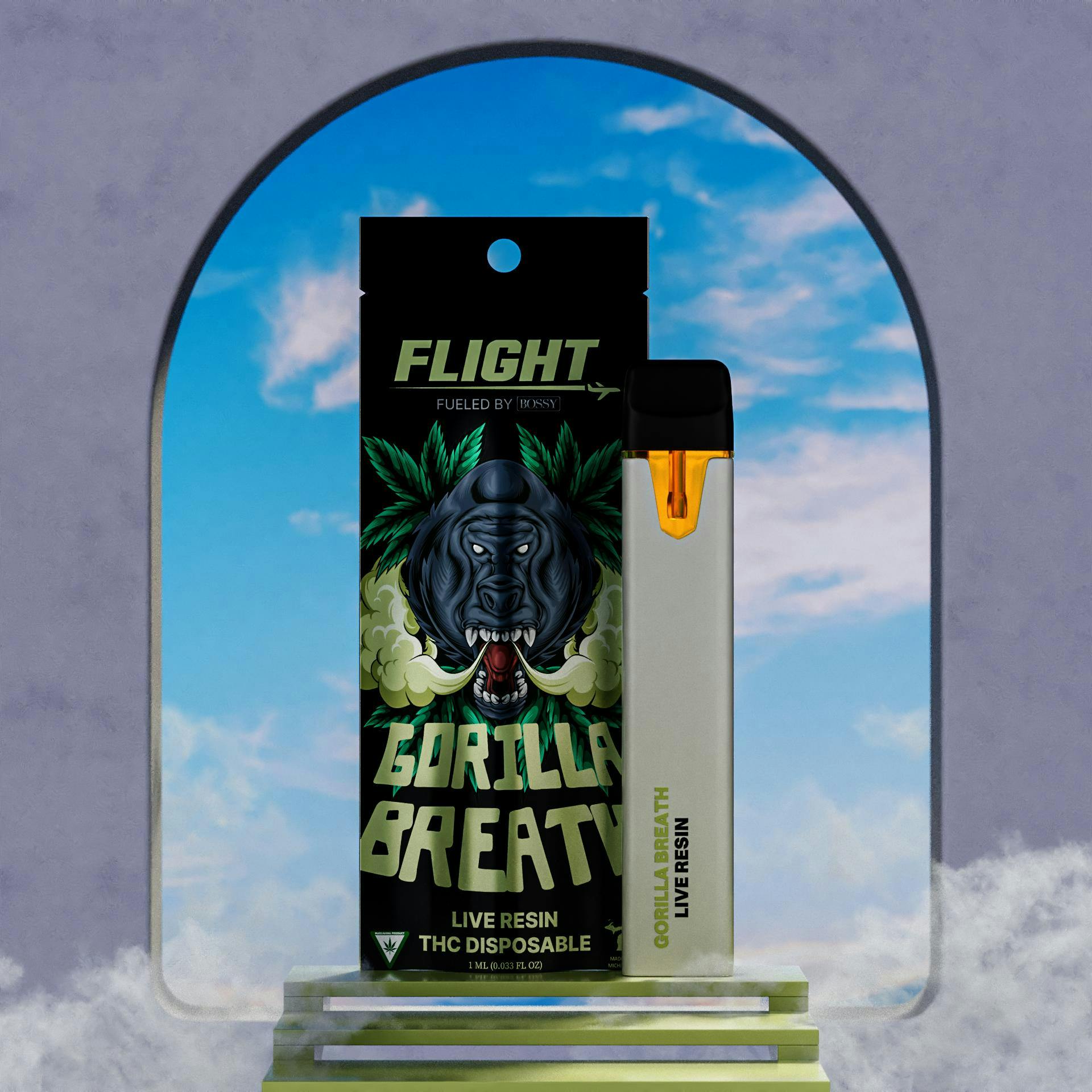 AU Flight Gorilla Breath Live Resin Disposable Vape North Coast