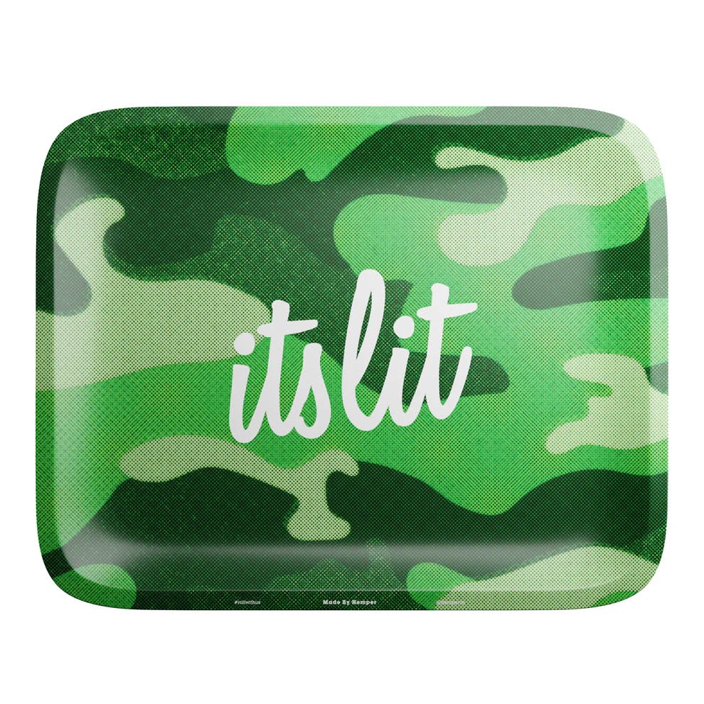 Hemper | It's Lit Light Green Camo Rolling Tray | Small
