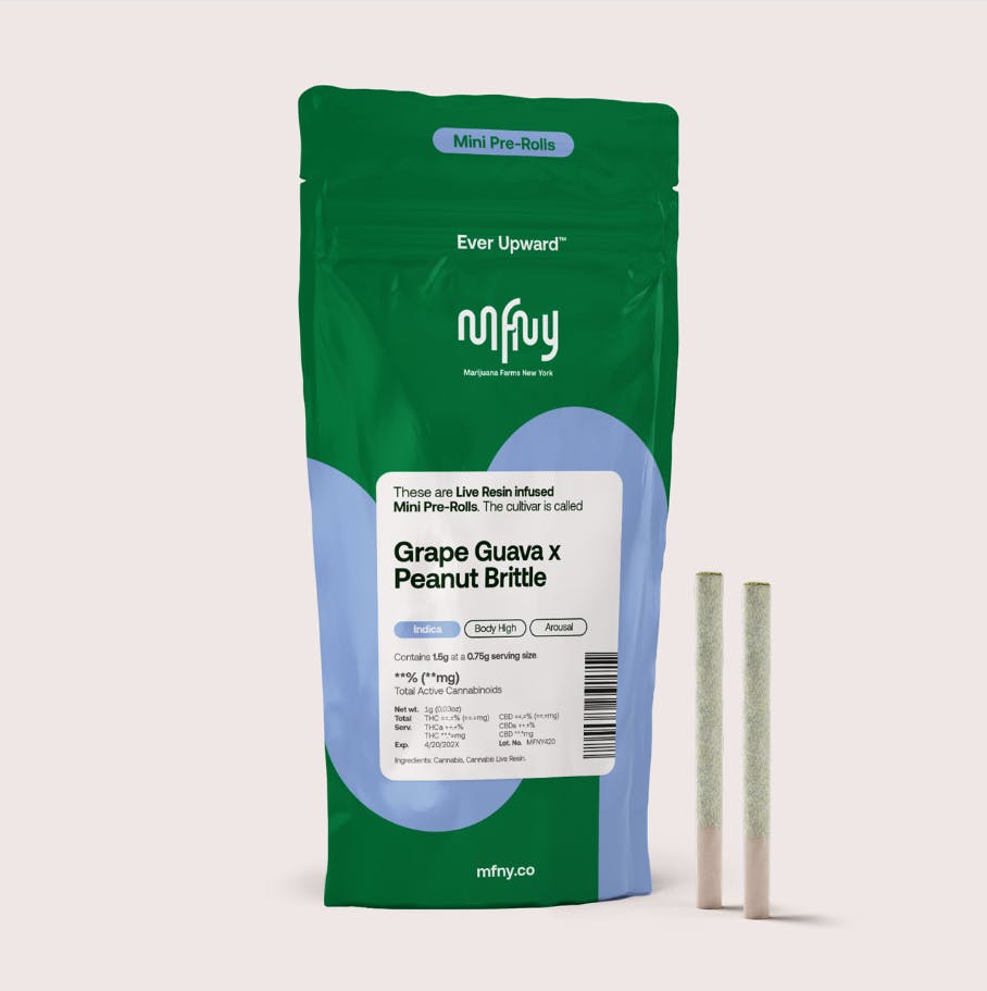 MFNY | Infused Pre Roll 0.75g (2pk) | Grape Guava x Peanut Brittle Live Resin