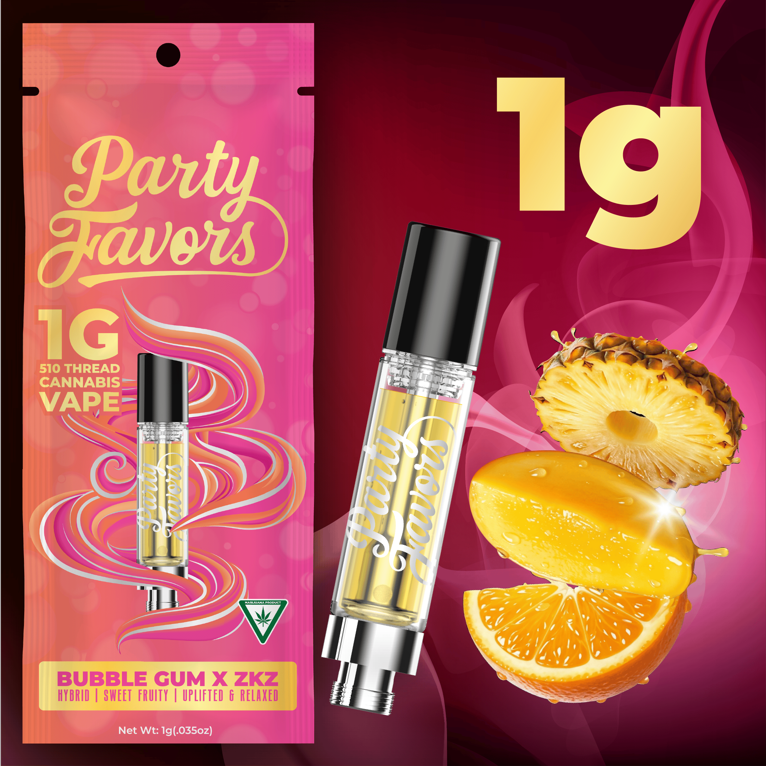 Party Favors - 1g Cart - Bubble Gum x ZKZ