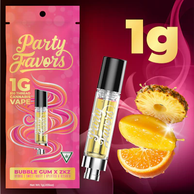 Party Favors - 1g Cart - Bubble Gum x ZKZ - CARTRIDGES by Party Favors at King of Budz