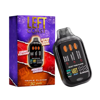 Left Coast - 3g Liquid Diamonds / Live Resin Disposable - Monster Cookies x Cherry Volacno x Super Sour Diesel - DISPOSABLES by Left Coast at King of Budz