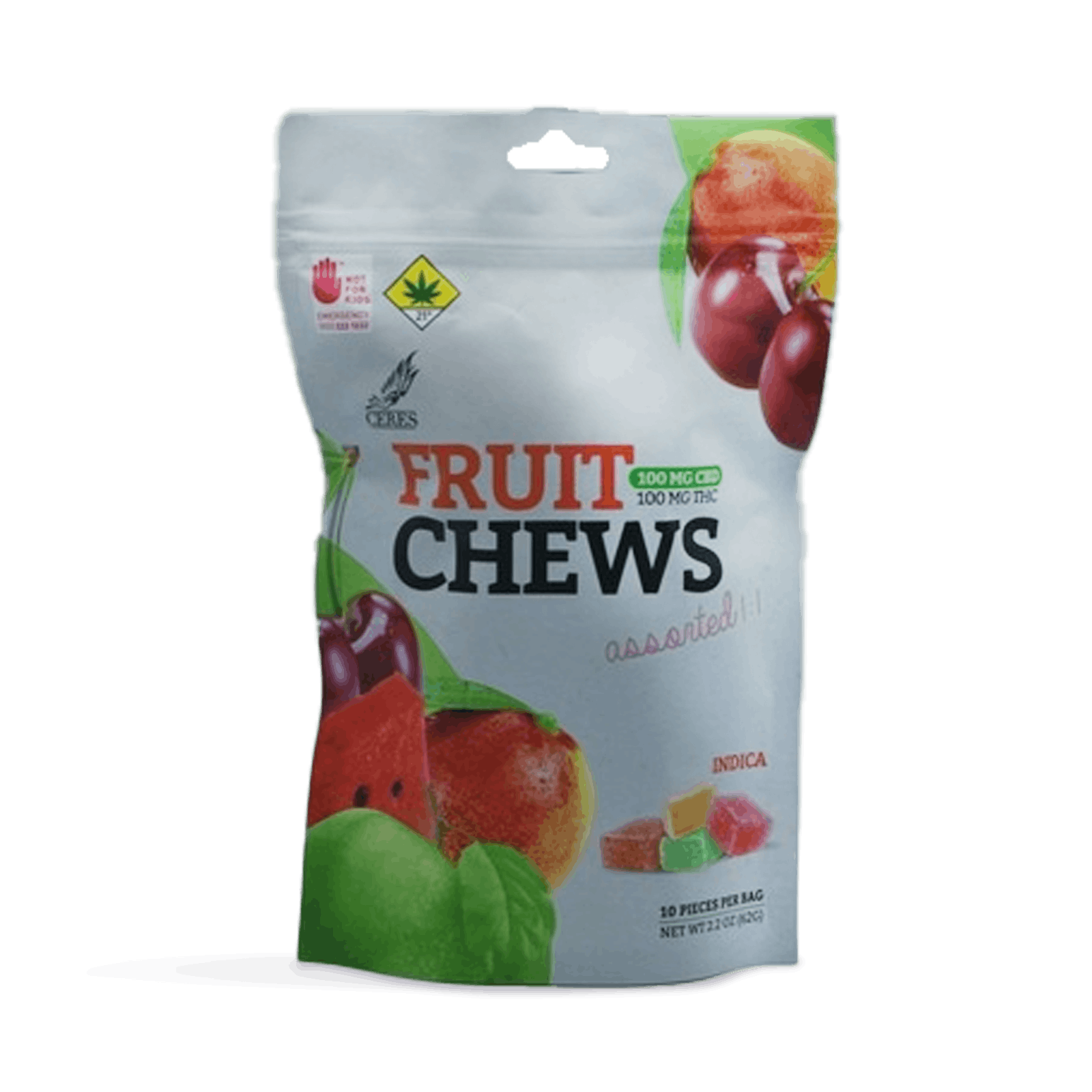 Assorted Indica 1:1 Fruit Chews 10-Pack | 200mg