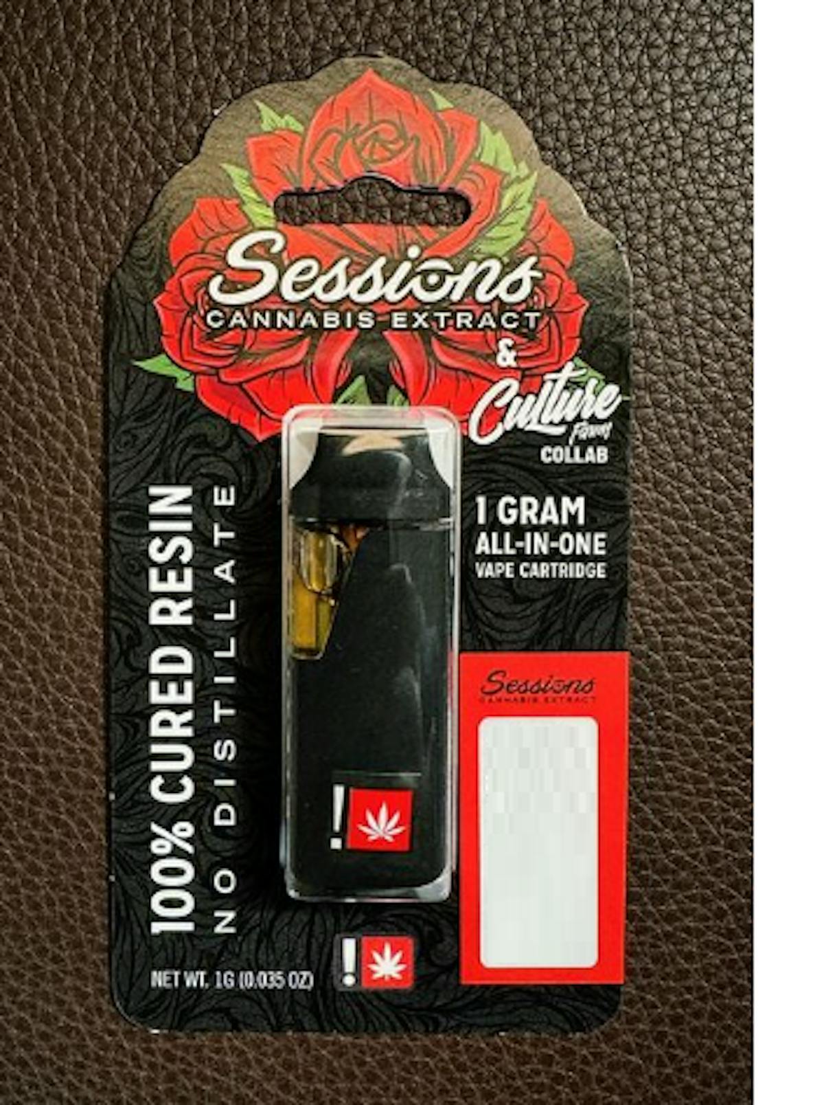 Photo of Sessions Cannabis Extract x Culture Farms 1g GLAZED VELVET Cured Resin All-In-One Vape Cartridge
