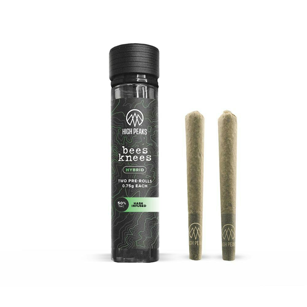 High Peaks | Bees Knees Bubble Hash Infused | 2pk pre-rolls | 1.5g