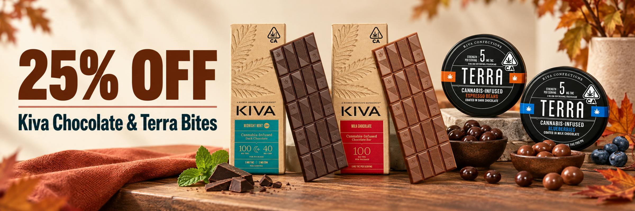 kiva chocolate terra bites chocolate infused chocolate premium cannabis shop local local deals herbnjoy deals herbnjoy sales delivery near me dispensary near me walnut creek