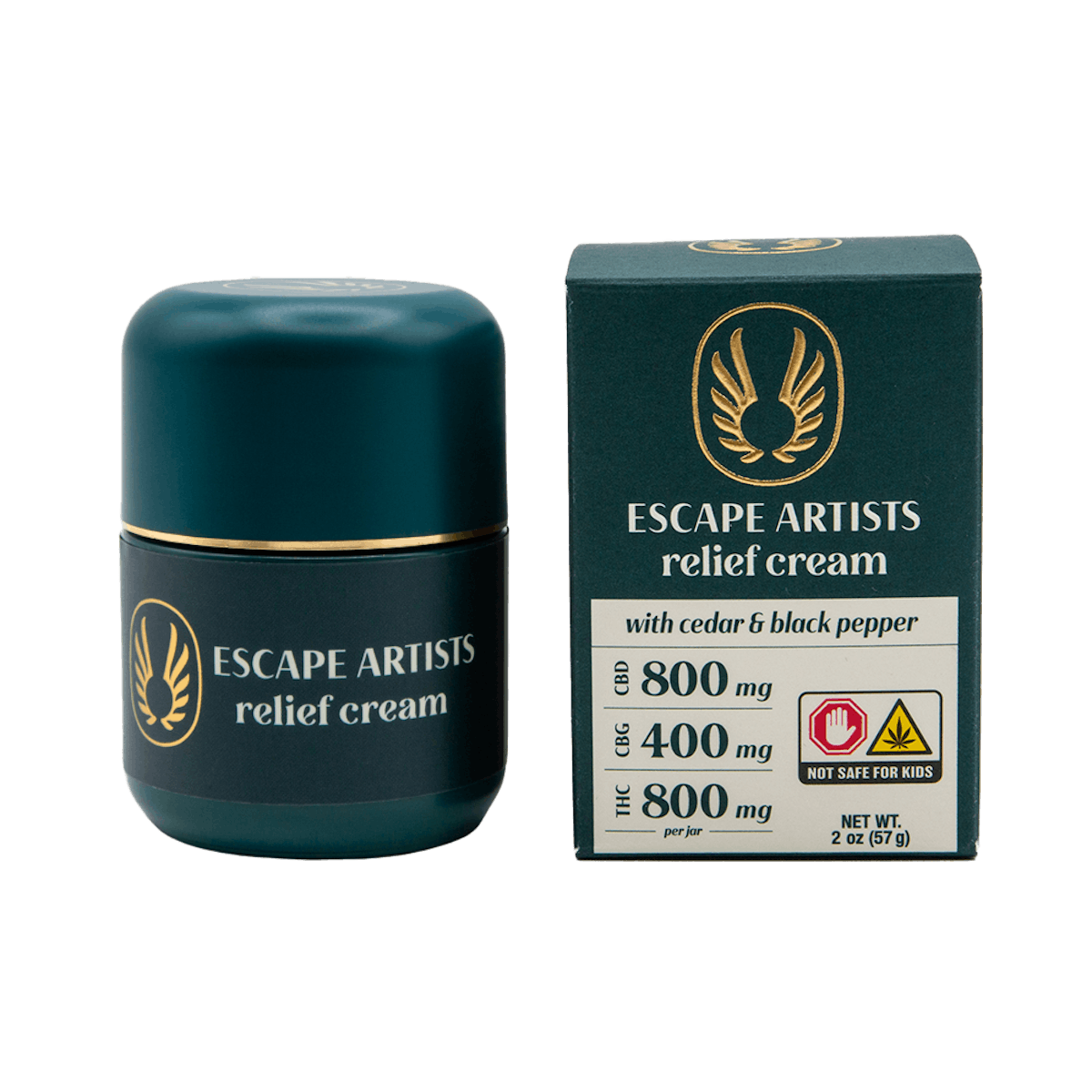 Photo of Escape Artist 2:1:2 Relief Cream – Cedar with Black Pepper [2oz] (800mg CBD/400mg CBG/800mg THC)