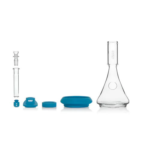 Grav – Deco Beaker Water Pipe Bong with Avocado Green Silicone Accents-1