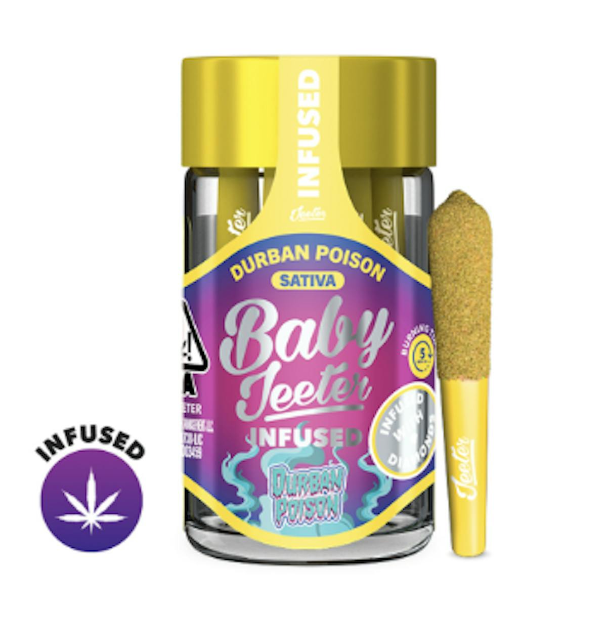Photo of Baby Jeeter Durban Poison 0.5g 5pk Infused Prerolls
