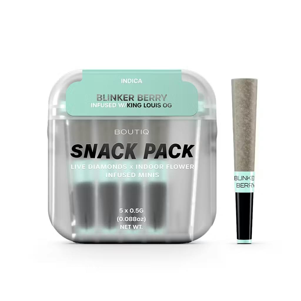 Boutiq - 5-Pack .5g Live Diamond Infused Prerolls - Blinker Berry
