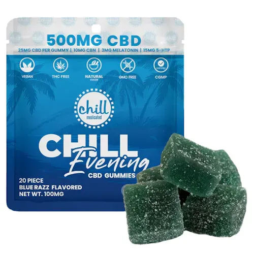Chill Medicated Blue Razz CBD Evening Gummies Rec-1