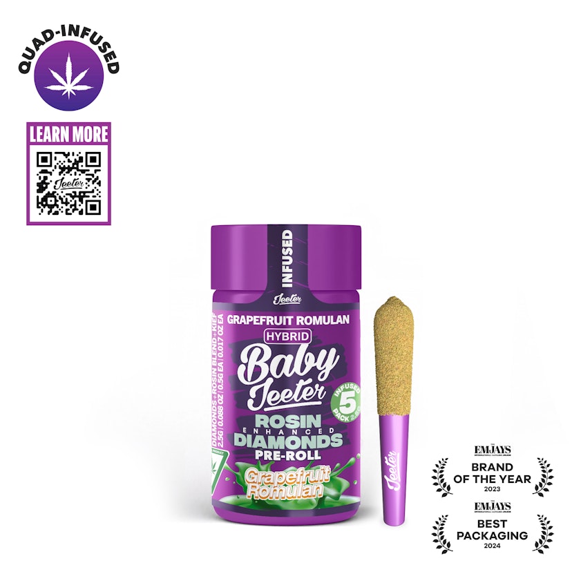 Jeeter x 5 Quad Infused Prerolls | Grapefruit Romulan