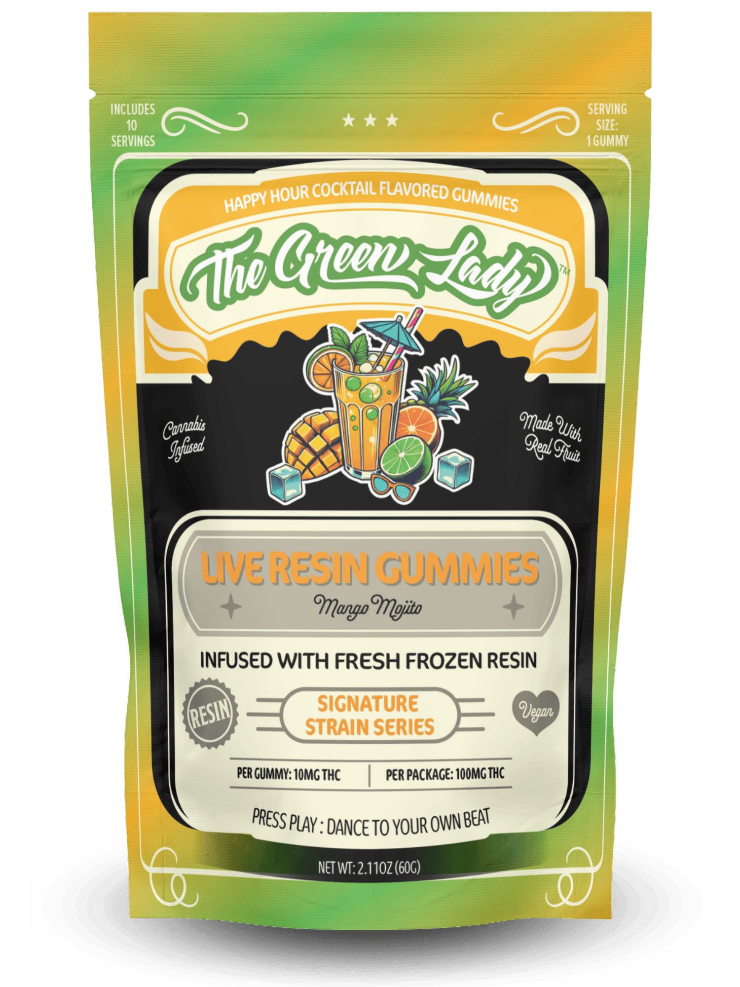The Green Lady | Mango Mojito Live Resin | 100MG Gummies