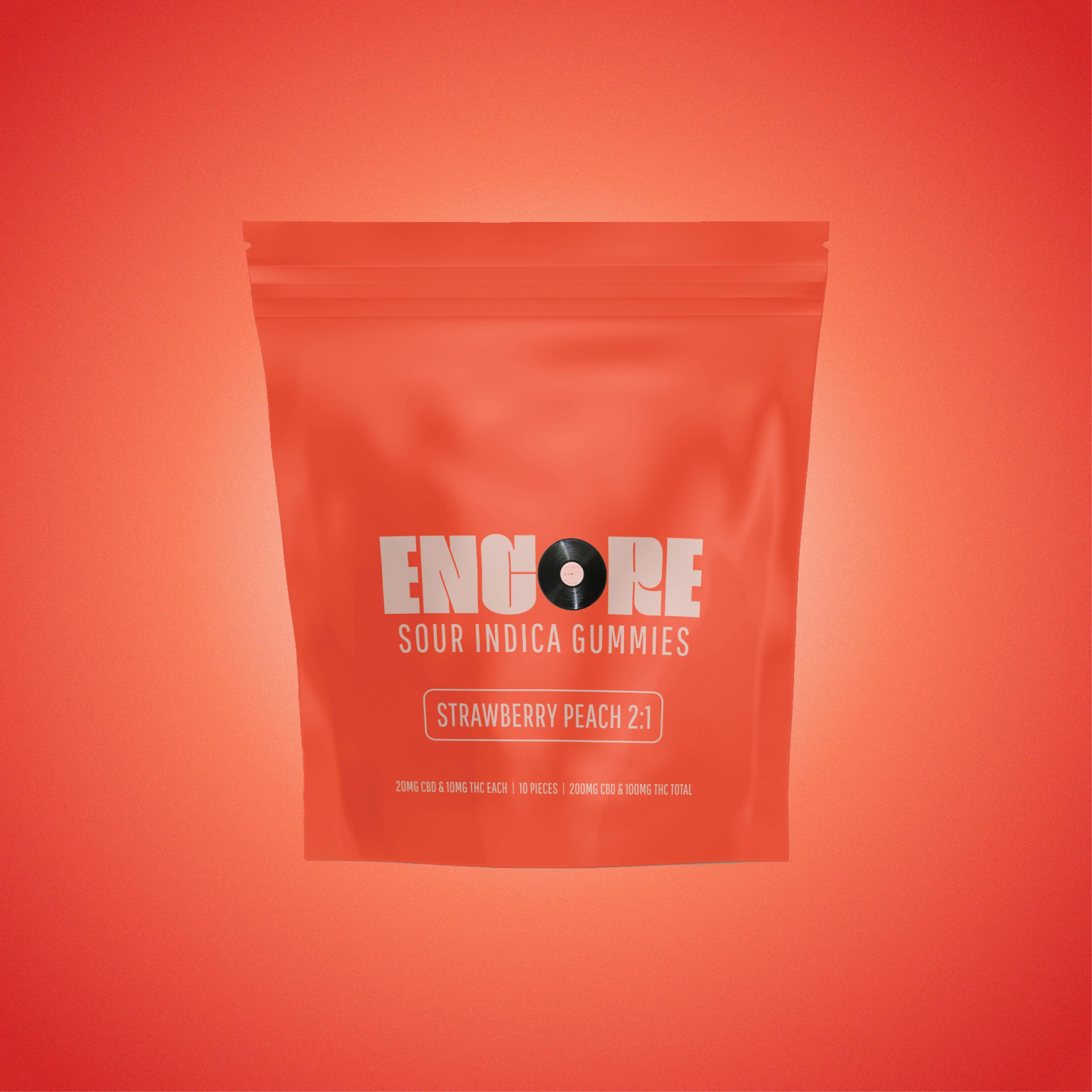 Product Sour Strawberry Peach 2:1 CBD:THC Gummies [10pk] 100mg