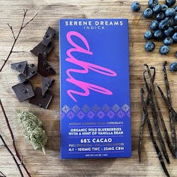 Serene Dreams - Blueberry & Vanilla Dark Chocolate 1:4 CBN:THC 100mg