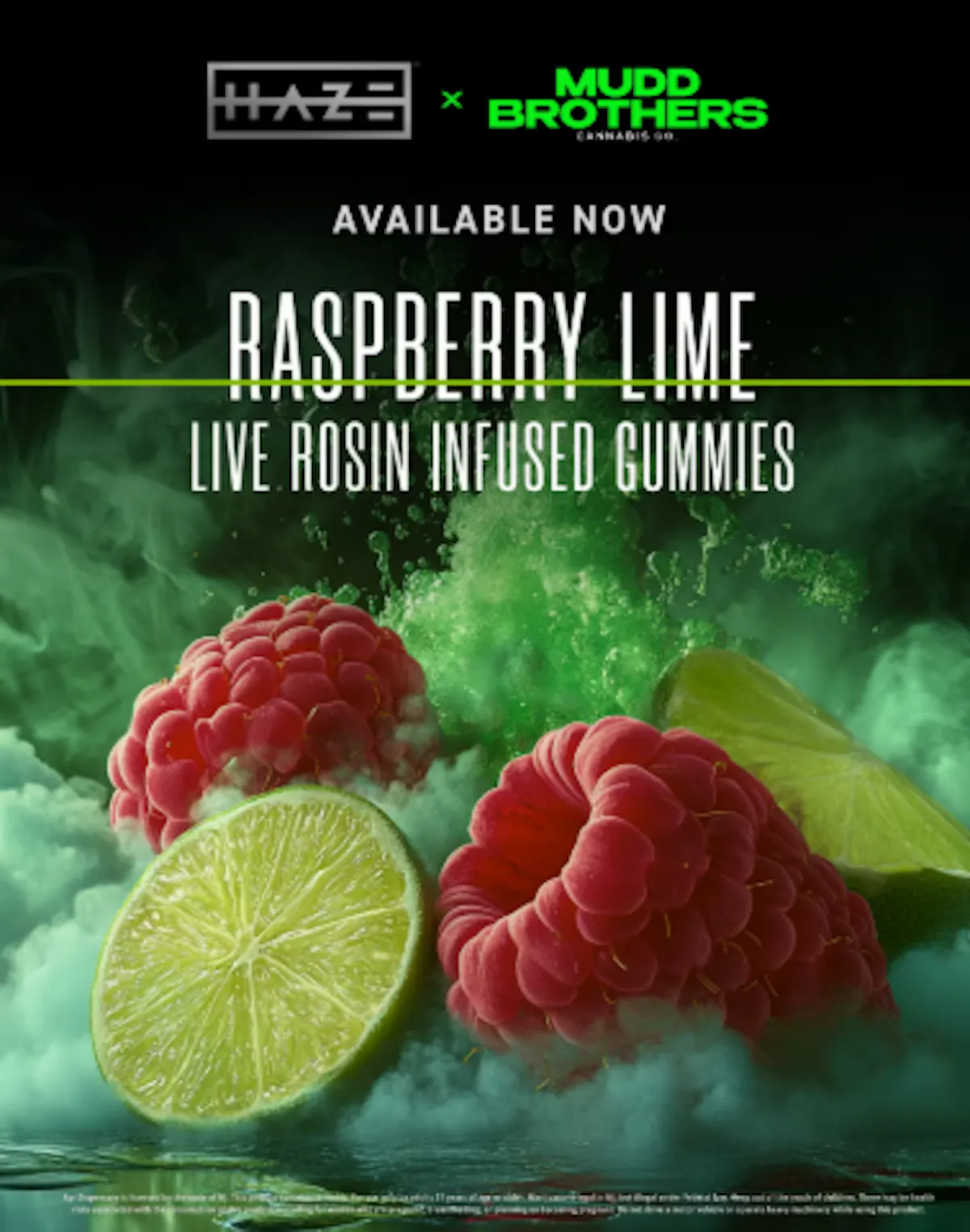 Haze X Mudd Brothers Raspberry Lime Live Rosin Gummies 100mg 10pk (V/GF ...