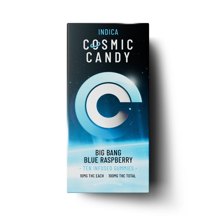 Cosmic Candy: Big Bang Blue Raspberry Indica - 10pk 100mg