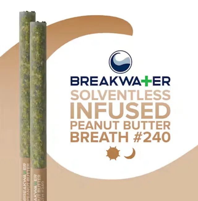 Breakwater Solventless Infused Pre-Roll Pack Peanut Butter Breath #240 x Peanut Butter Breath #240 2pk/1g (hybrid, packs)