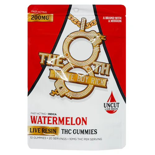 The 8th By White Boy Rick Watermelon Fast-Acting Live Resin Gummies 200mg Rec-1