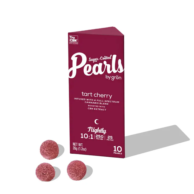 Grön Pearls Tart Cherry 10 CBN : 1 THC 10pk/25mg (indica, gummies, .7g)