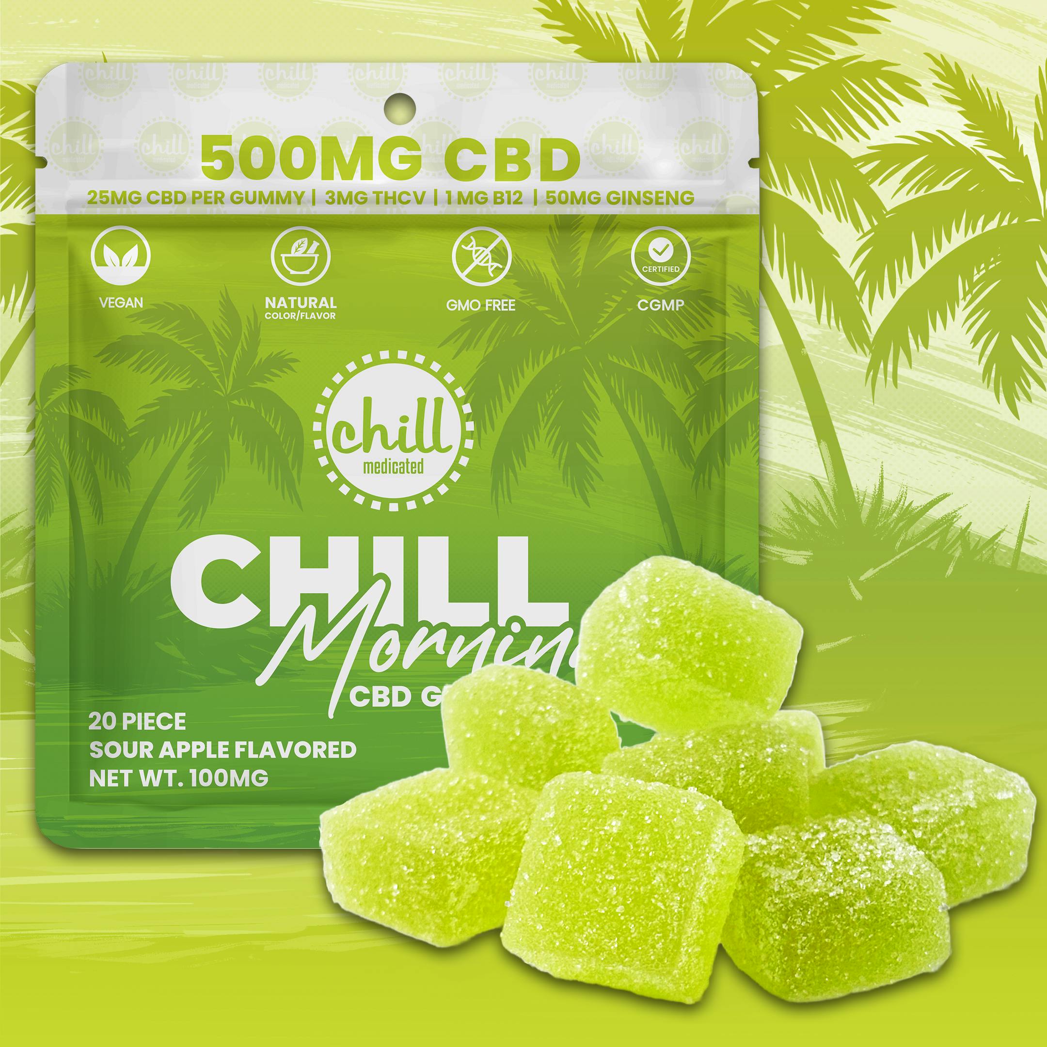 Chill Medicated 500mg CBD I Green Apple CBD Gummies I Morning — CBD