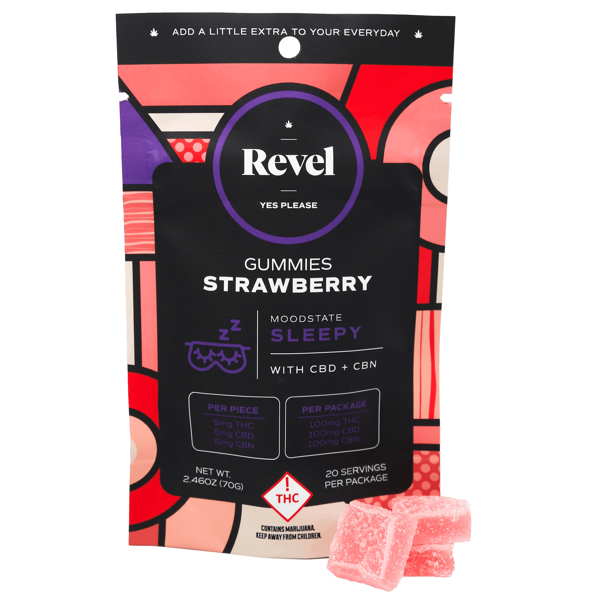Revel Sleepy Strawberry Gummy 1:1:1 100mg THC/100mg CBD/100mg CBN