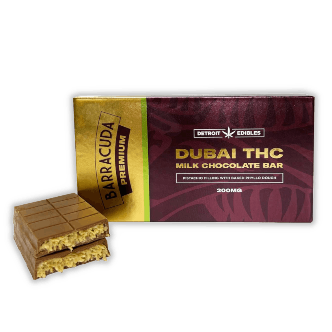 Product: Detroit Edibles | Barracuda Bar - 200mg - Dubai Milk Chocolate