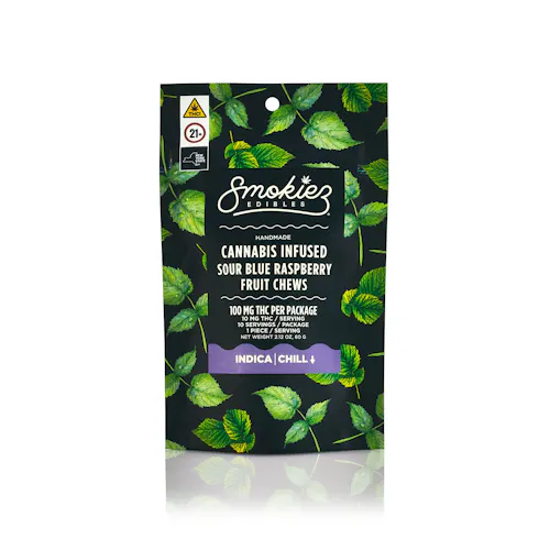 Smokiez Sour Blue Raspberry Fruit Chews 10mg 10pk-1
