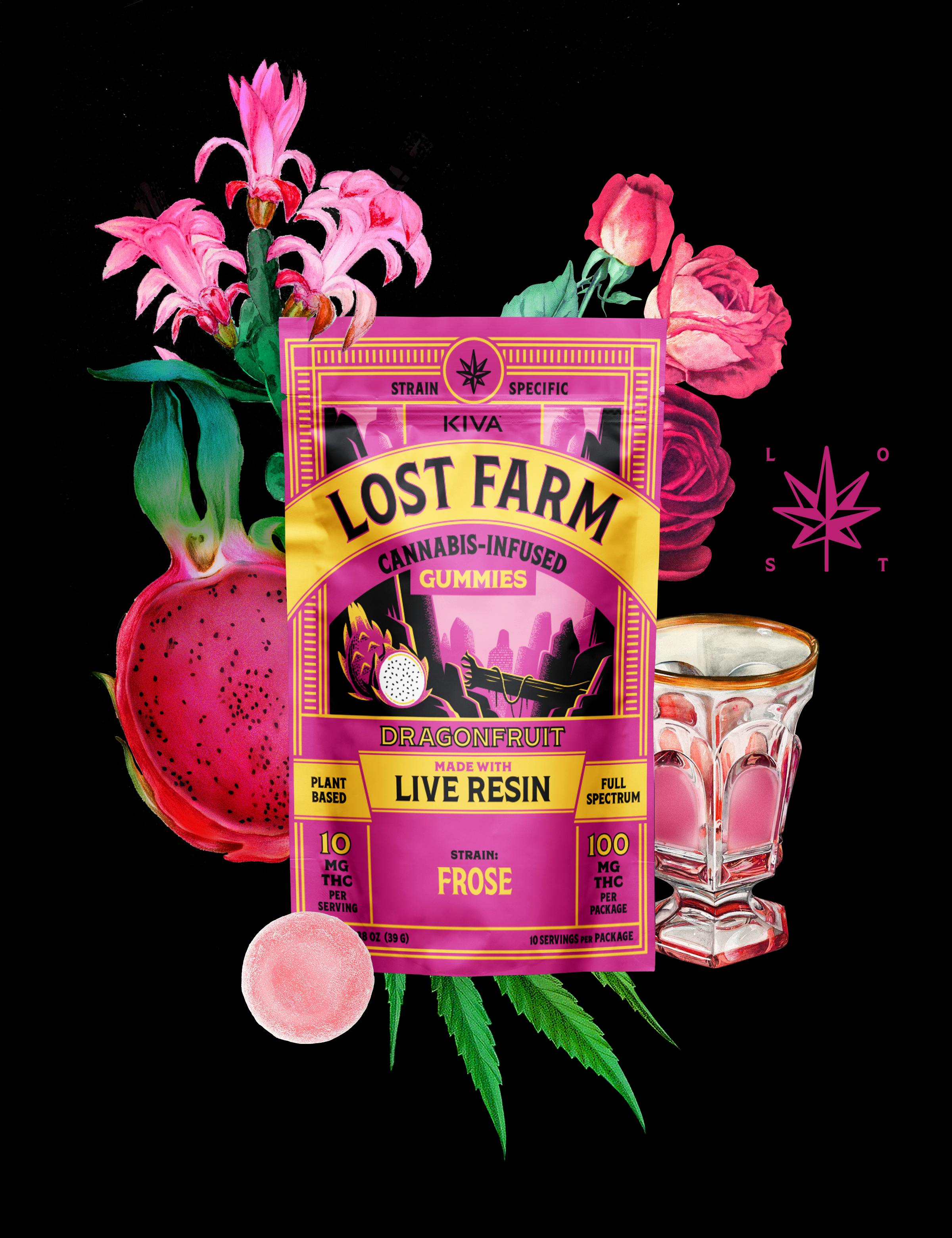 Lost farms 10mg Dragonfruit x Frose Live Resin Gummies