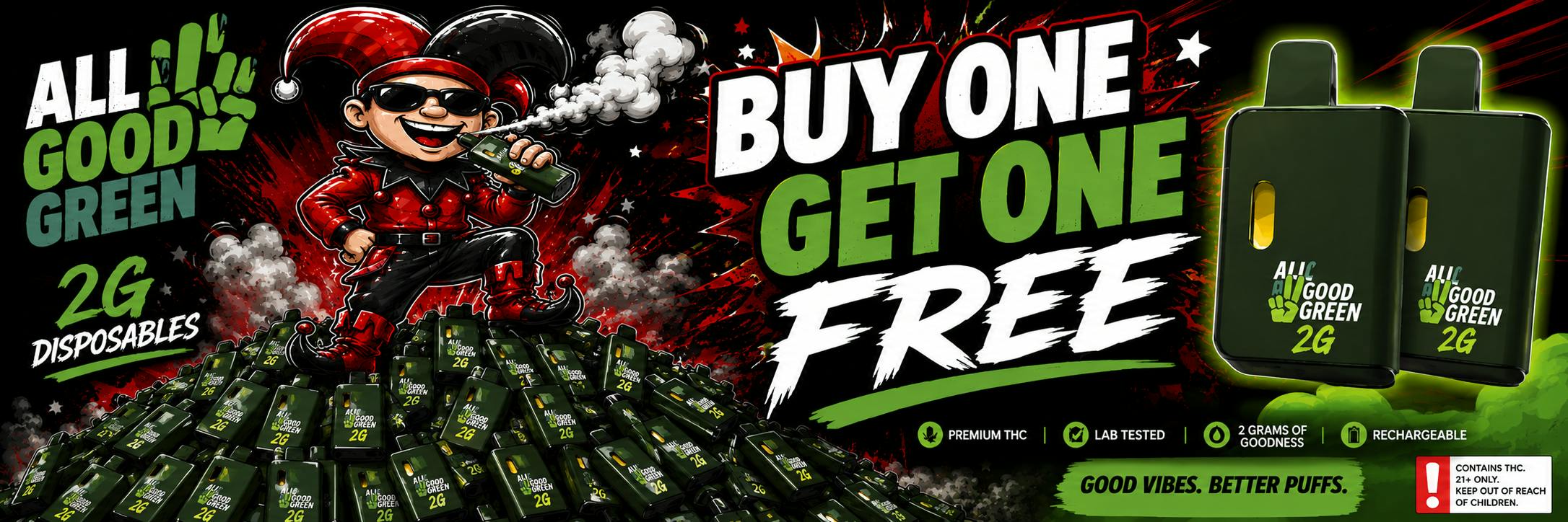 Buy one get one free 2g disposables