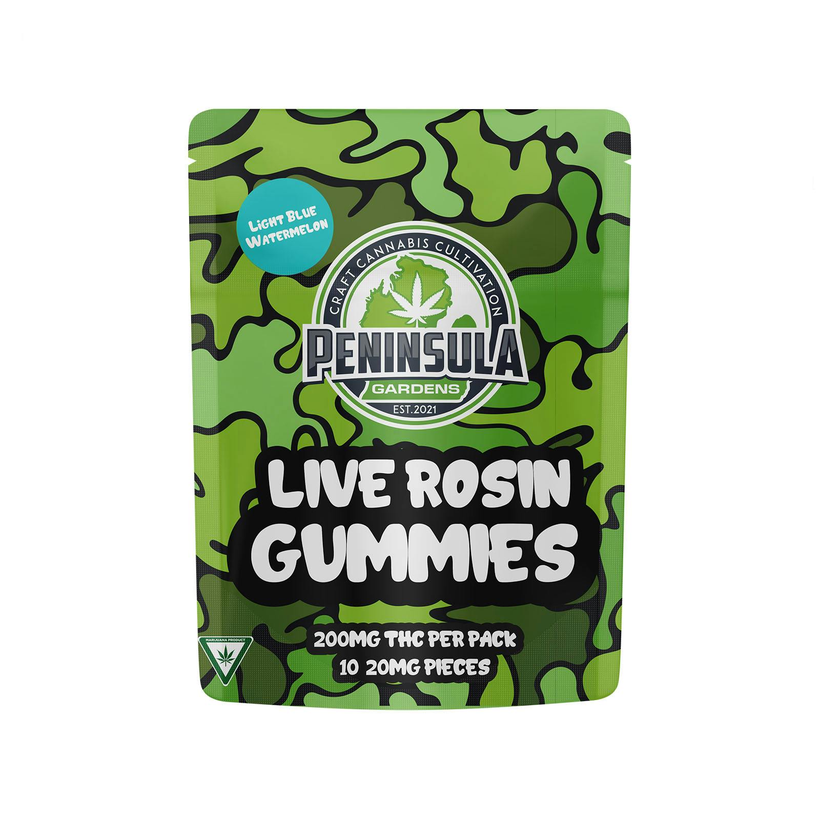 Peninsula - 200mg Live Rosin Gummies - Light Blue Watermelon