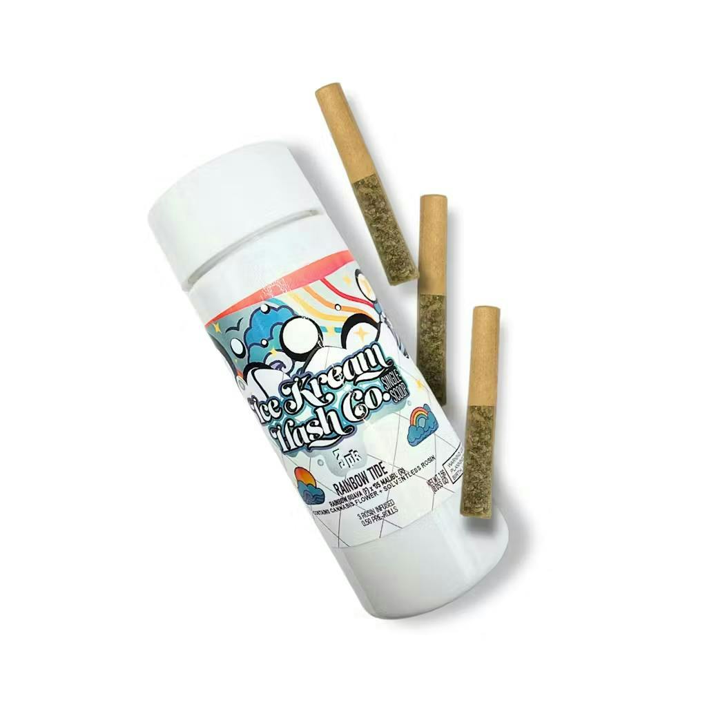 Ice Kream Hash Co. | Rainbow Tide Single Scoop Rosin Infused Pre-Roll 3pk | 1.5g