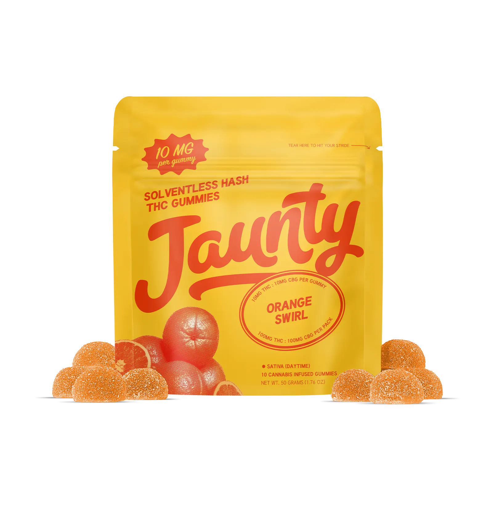 Orange Swirl | Hash-Infused Gummies | 100mg | 10pk at Leafy Peaks