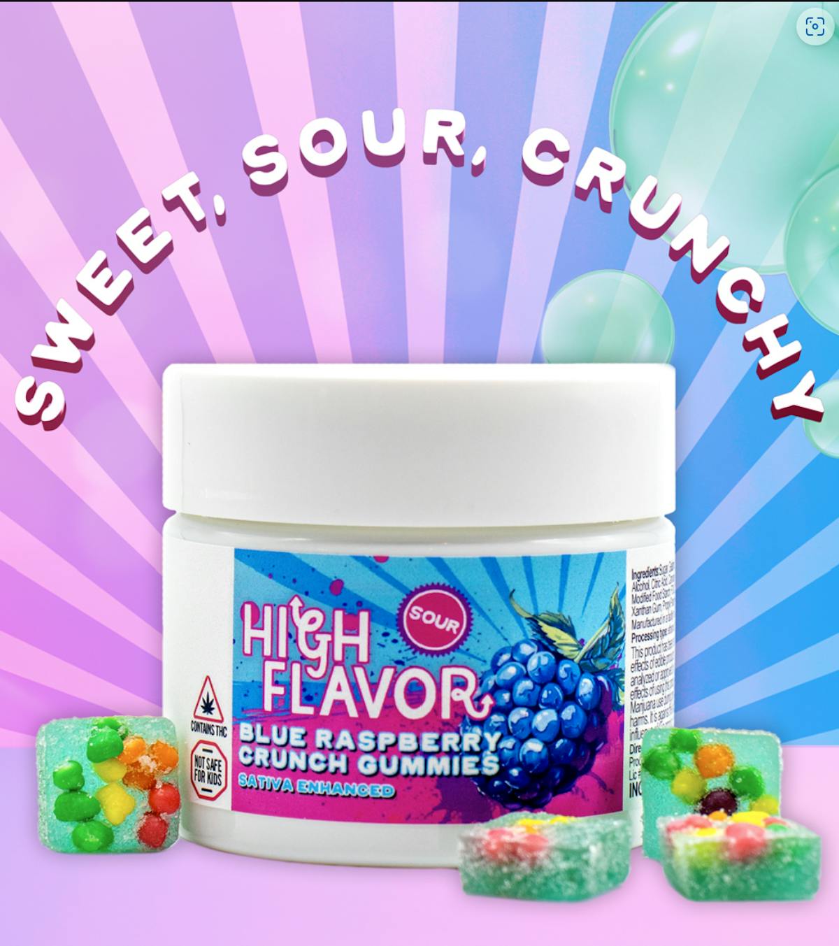 Photo of High Flavor | Sour Blue Raspberry Crunch | 20 pack
