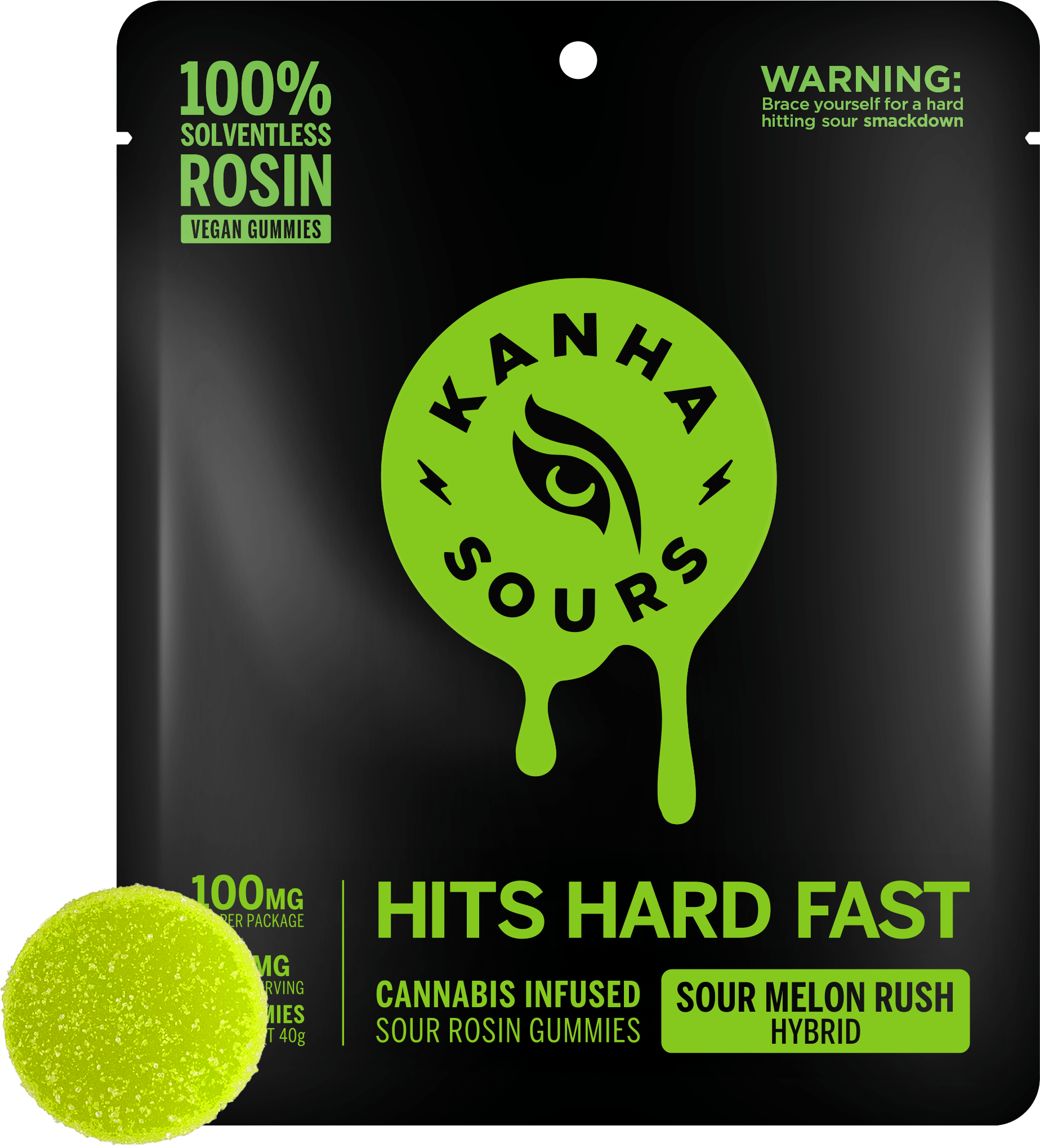 Sour Melon Rush Rosin Sours Gummies 10-pack
