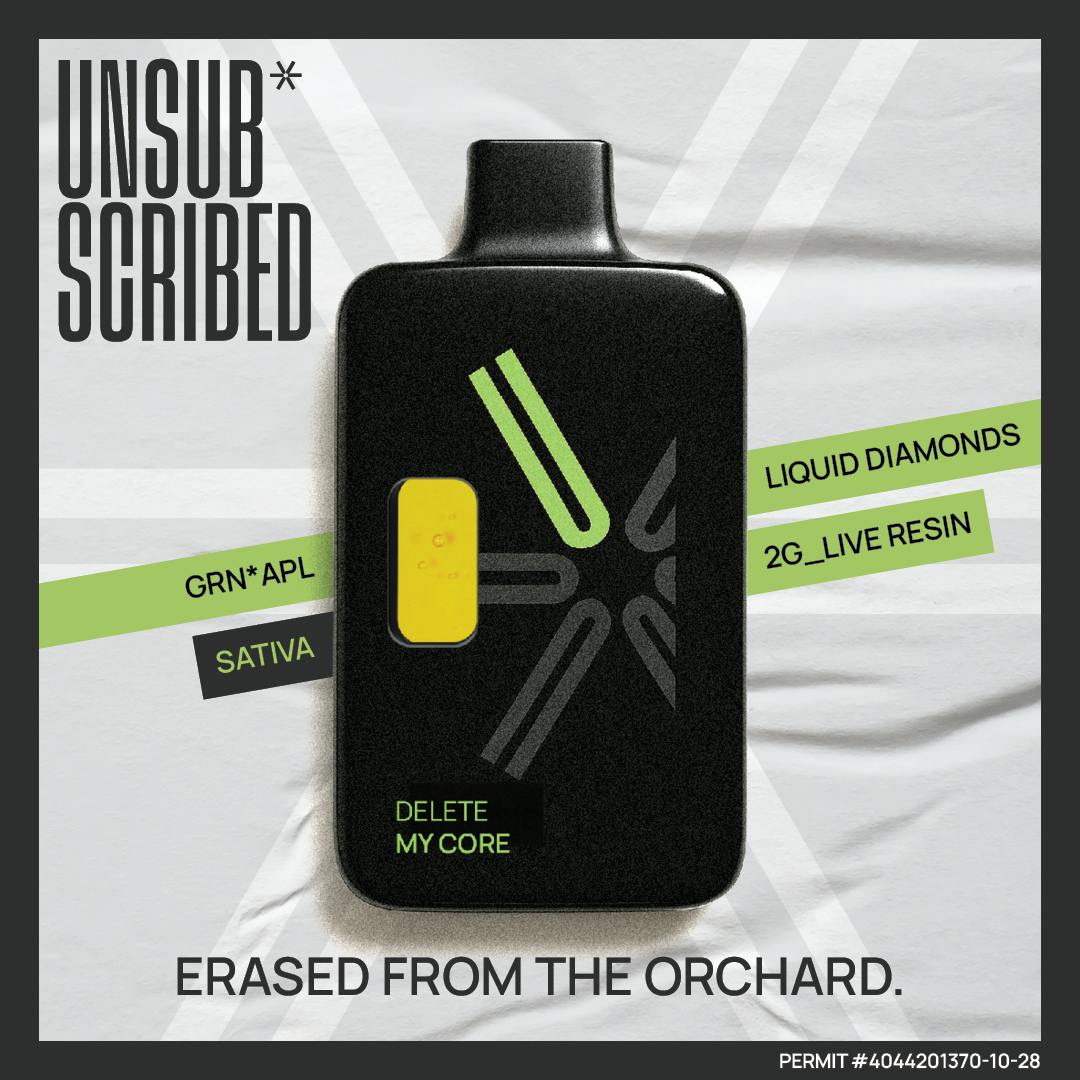 UNSUBSCRIBED UNSUBSCRIBED | Delete My Core | 2G Liquid Diamond & Live Resin | Disposable — VAPORIZERS