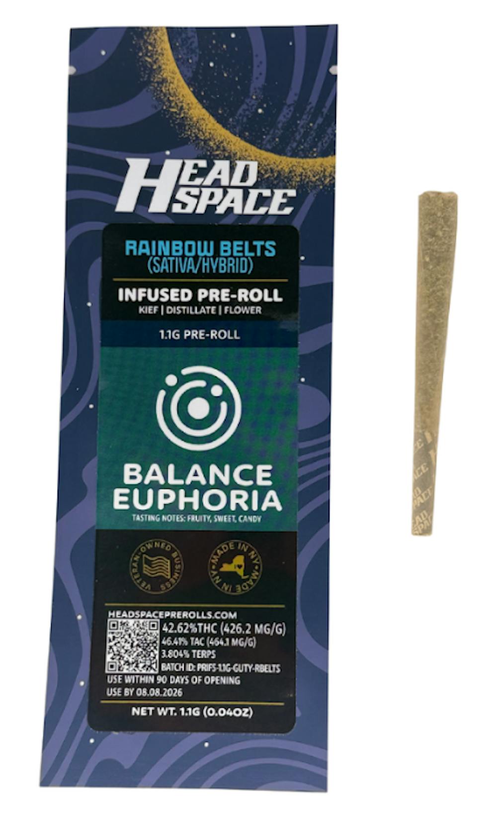 Product Infused Preroll | Rainbow Belts (S/H) | 1.1g | Head Space