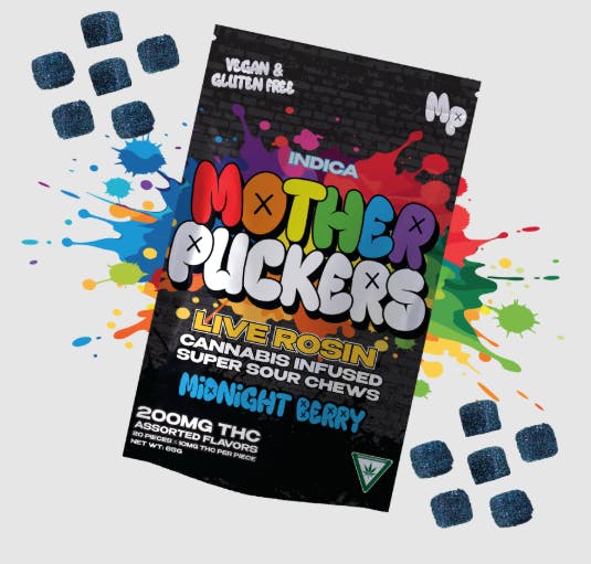 Product: Super Sour Chews | 10mg x 20pk | Hash Rosin Infused | Mother Puckers