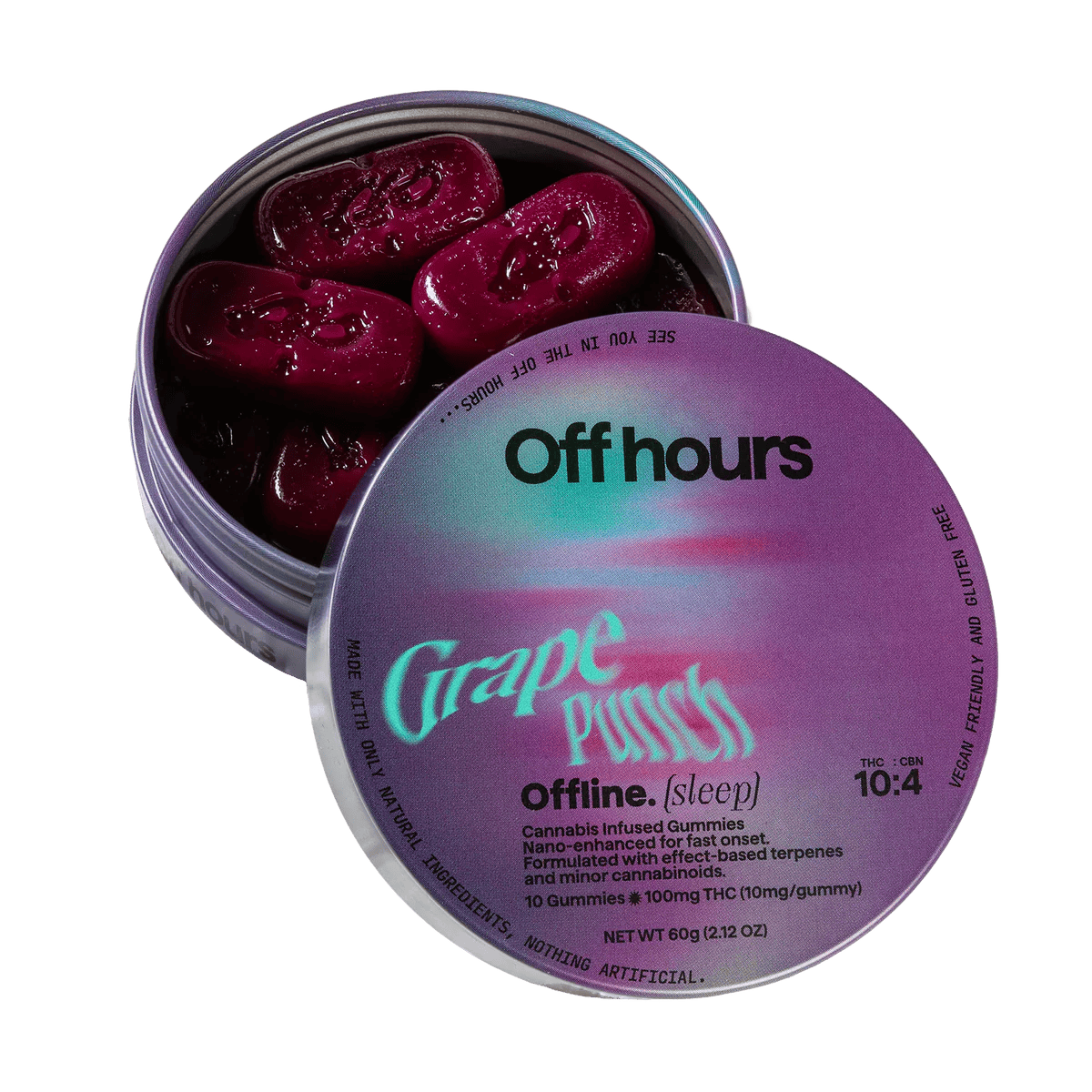 Off Hours Offline Grape Punch 10pk 100mg Gummies