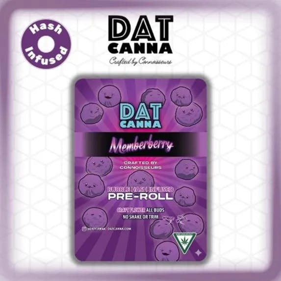 Dat Canna - 1.2g Bubble Hash Infused Preroll - Member Berry