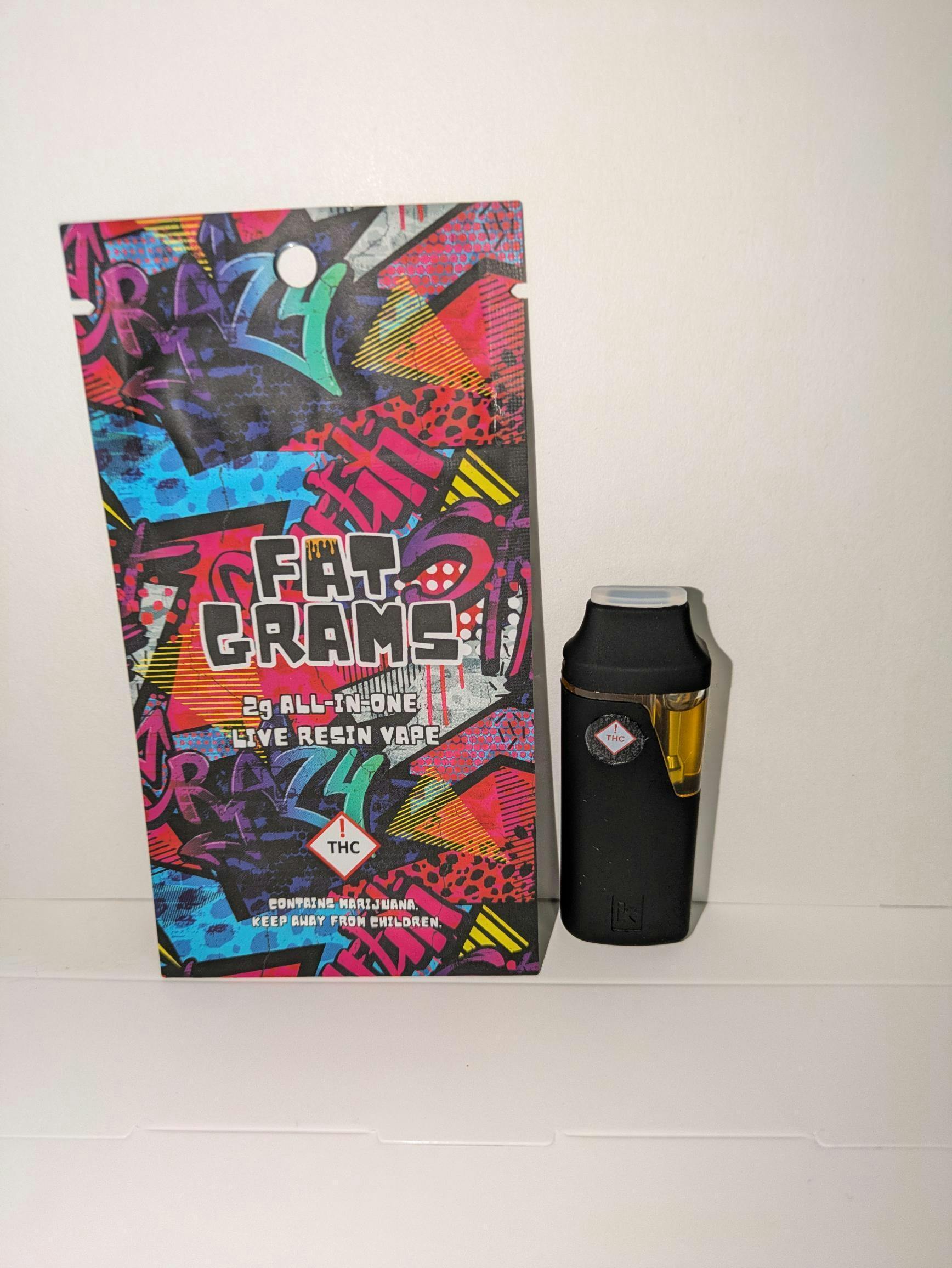 Fat Grams Peach Pucker (I/H) Live Resin Vape 2g