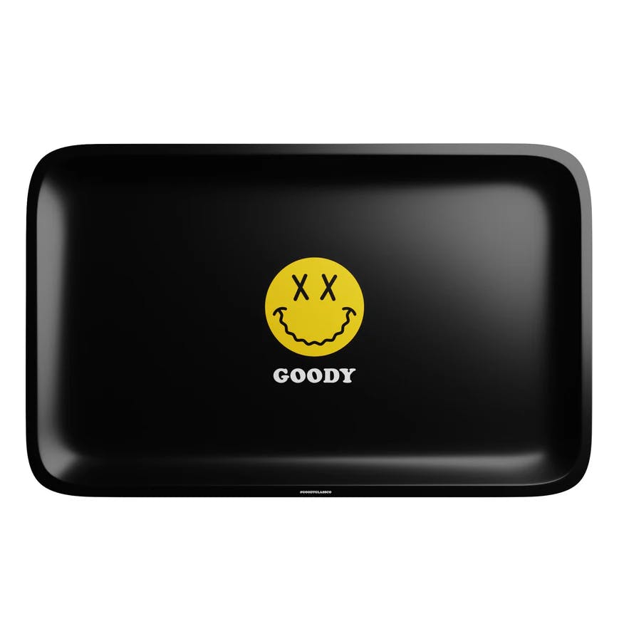 Accessories | Goody Glass | Black Big Yellow Face Rolling Tray | Medium