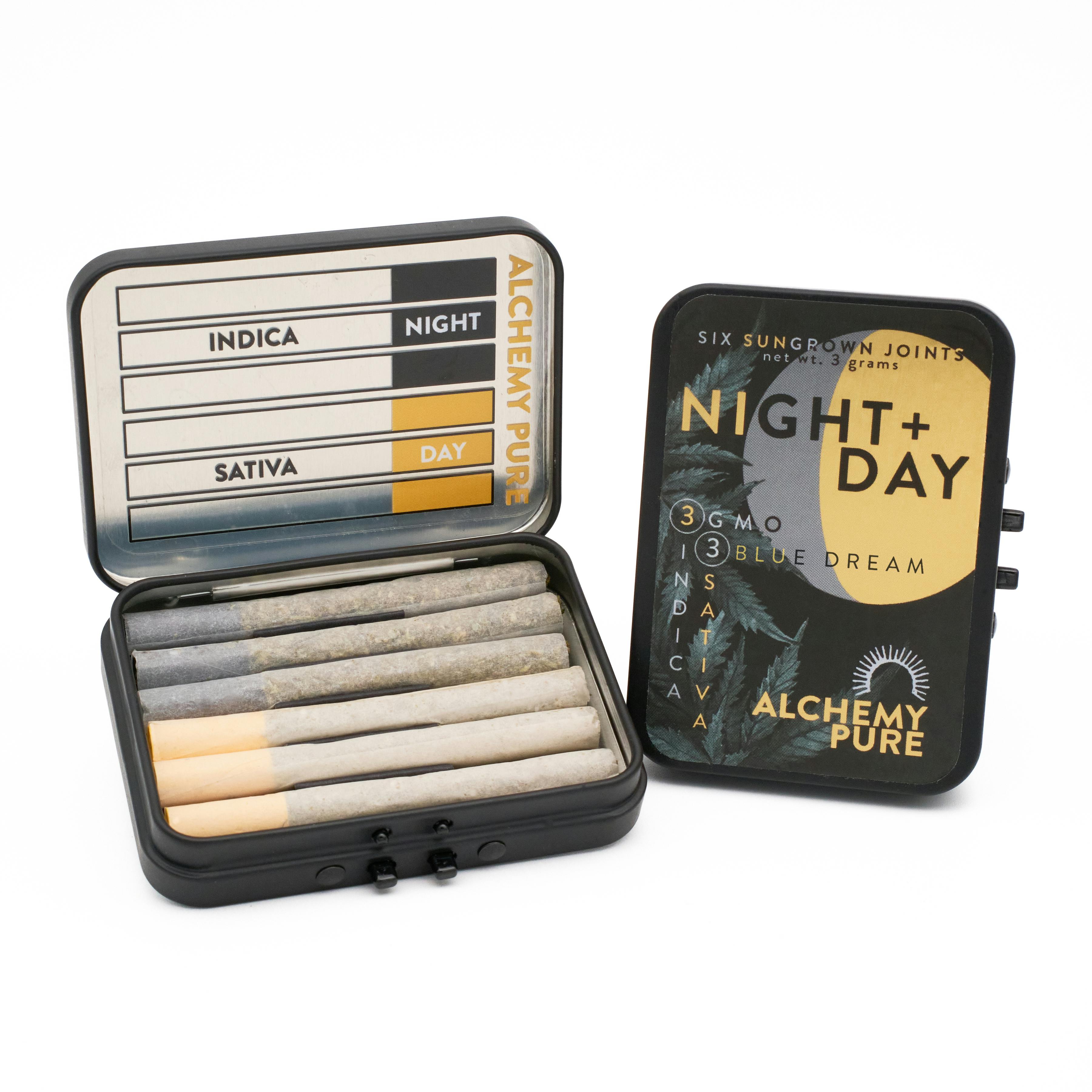 Alchemy Pure | 6pk .5 Sungrown Prerolls | Night/ Day GMO (i) / Blue Dream (S)