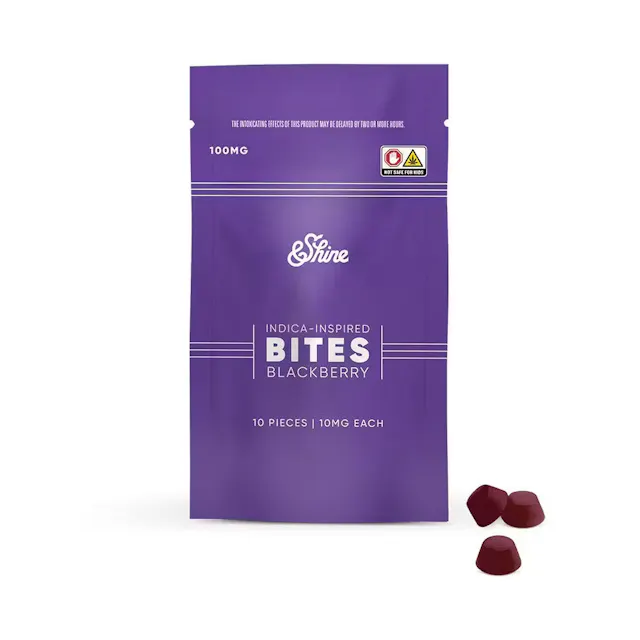 &Shine Bites Blackberry (Indica Inspired) 10pk/100mg (gummies, 2.8g)